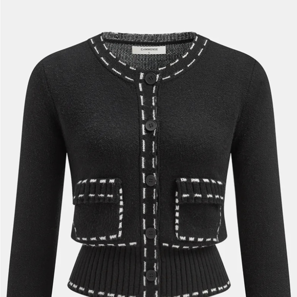 Contrast trim black with white cardigan NWT. Great for spring